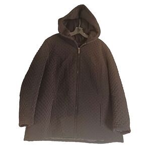 Braeton Women's Black Quilted Fleece Lined Full Zip Hooded Winter Jacket 3x